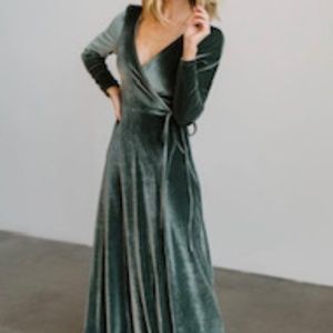 Velvet Wrap Maxi Dress